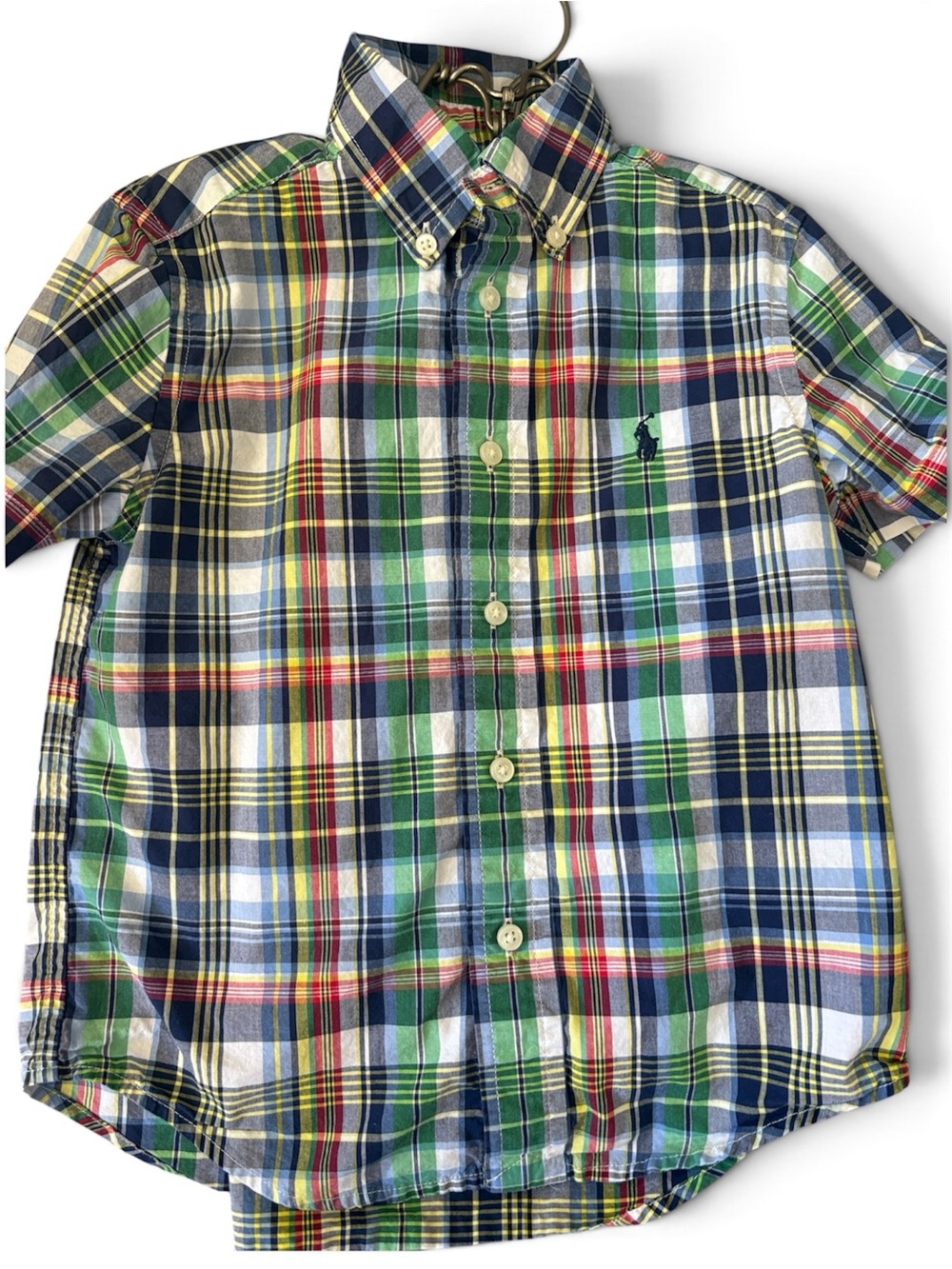 Polo by Ralph Lauren Green & Navy Multicolor Plaid Short-Sleeve Button-Down